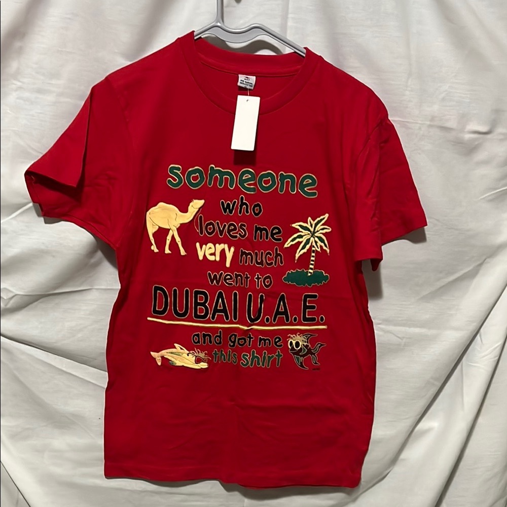 Gildan Red Short Sleeve Tee with Dubai Design